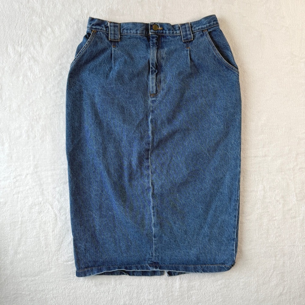 Vintage Vivaldi Jeanswear 90s Denim Midi Skirt High Waist Straight Fit Size 14 - Picture 1 of 5